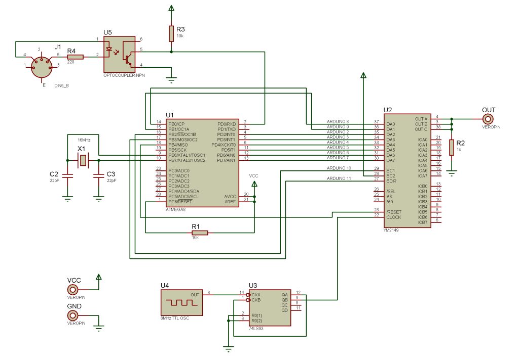 MIDI IN YM2149F Circuit Diagram